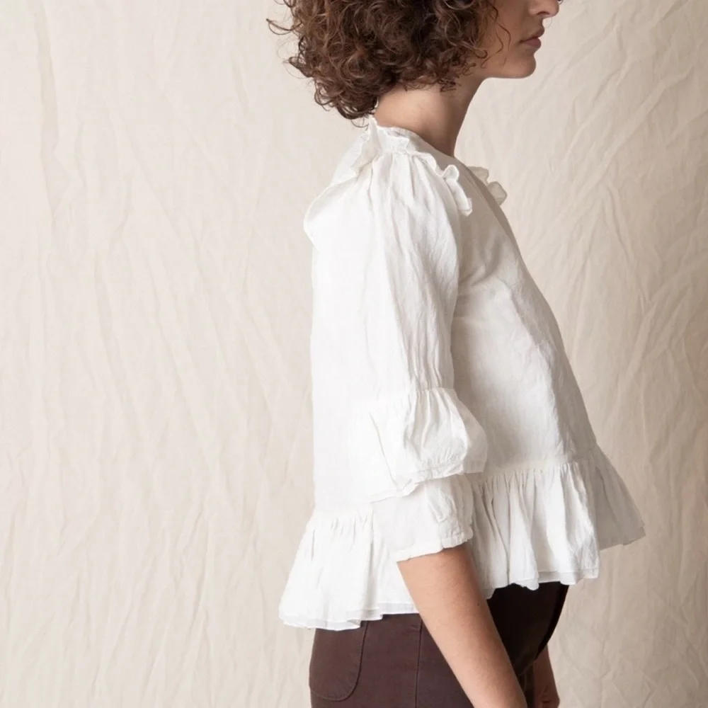 STORY MFG Amla top in peach/pink corduroy - Picture 4 of 13